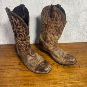 Laredo Breakout Men's Leather Cowboy Boots Size 10.5 D Brown Square Toe